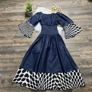 Look At Me Smocked Polka Dot Midi Dress